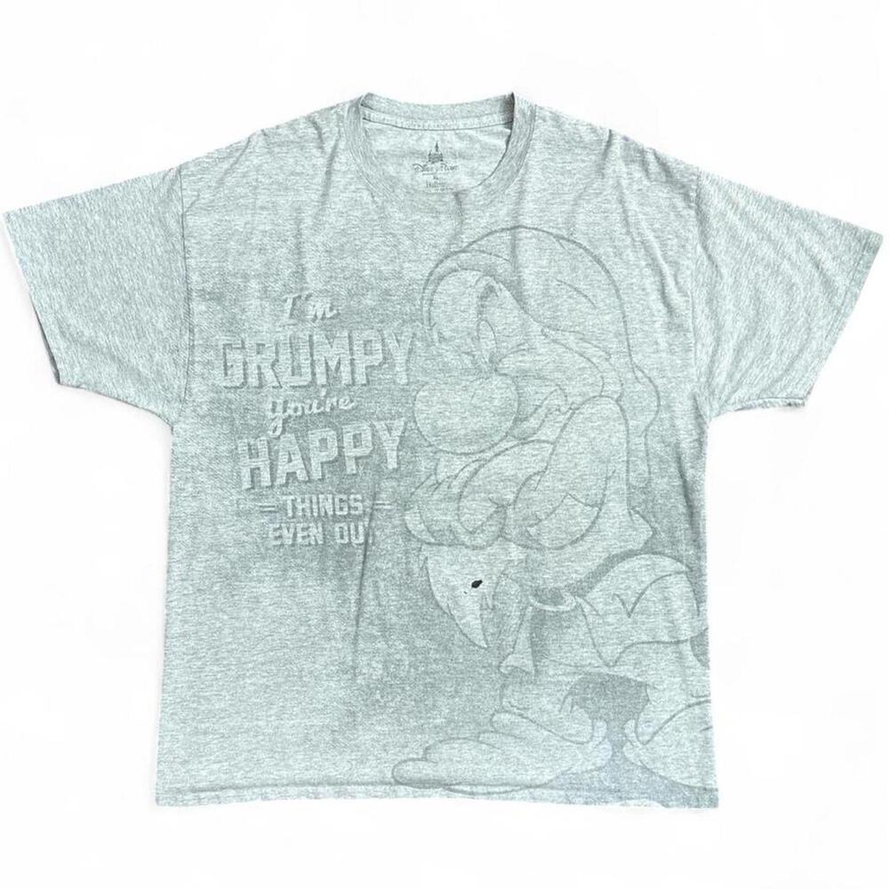 Disney Parks Men’s Grumpy “I’m Grumpy Your Happy” Grey Graphic T-Shirt Size XL